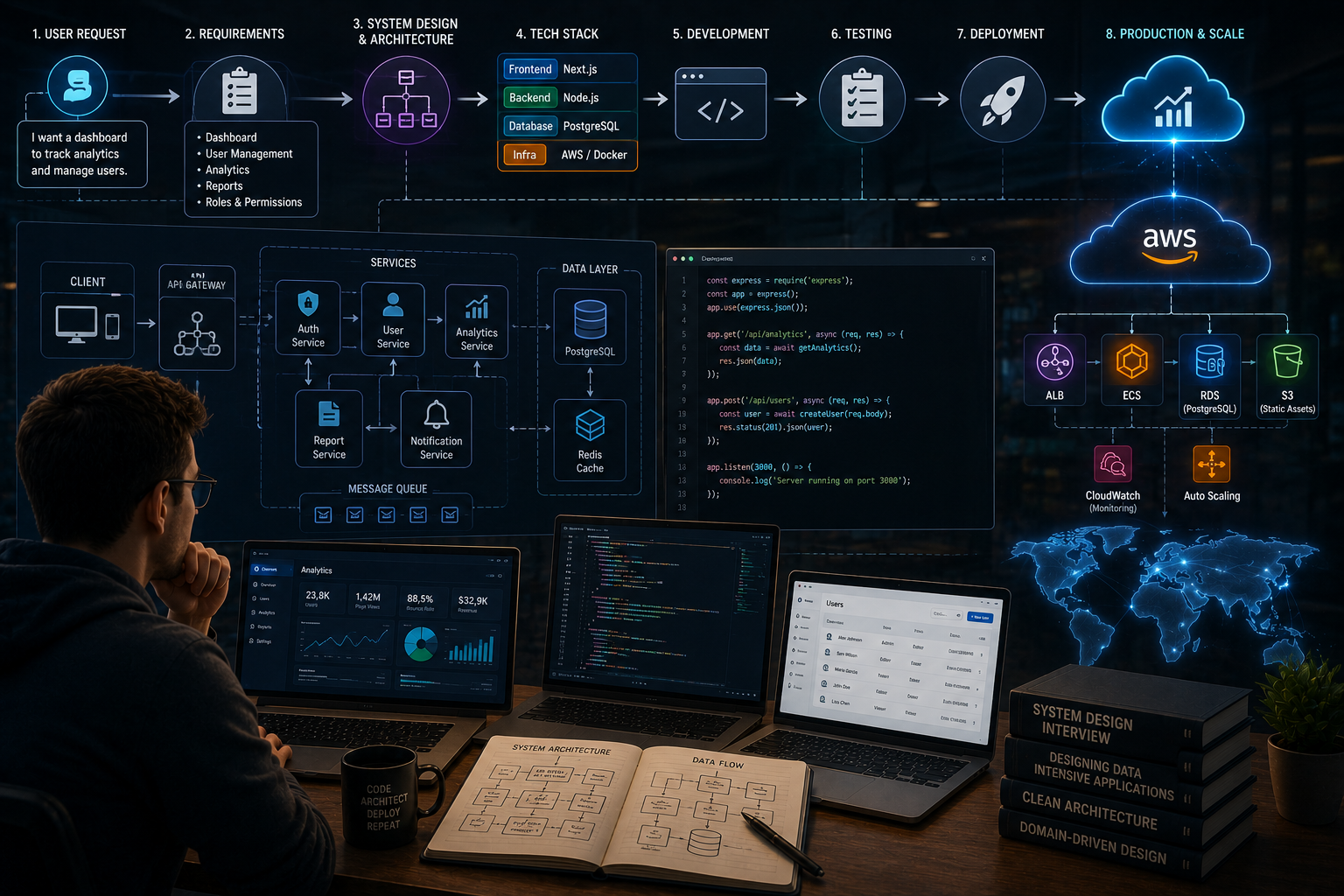 Real Software Architecture Works: From User Request to Production SaaS